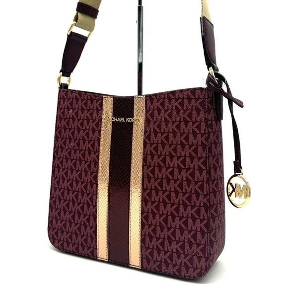 Michael Kors Jet Set Travel Small Signature Logo Messenger Bag Ox Blood Multi - Picture 4 of 9